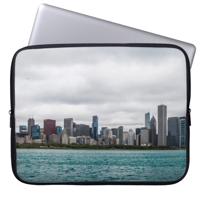 Chicago skylinechicago, skyline, aerial, architect laptop sleeve (Front)