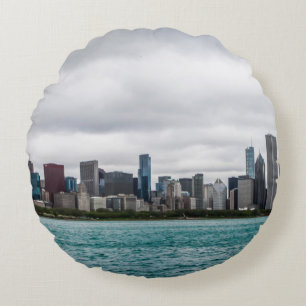 Chicago skylinechicago, skyline, aerial, architect round cushion