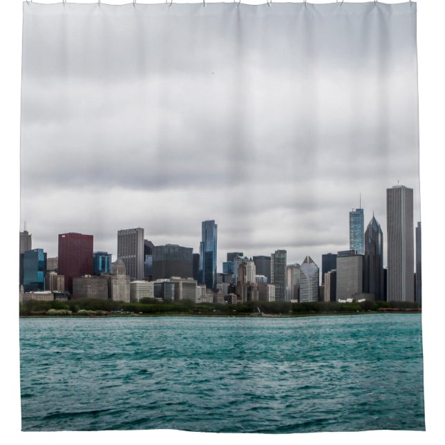 Chicago skylinechicago, skyline, aerial, architect shower curtain (Front)