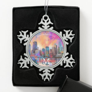 Chicago Snowflake Pewter Christmas ornament