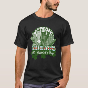 Chicago St Patrick s Day Chicago Flag Shamrock Iri T-Shirt
