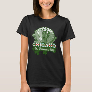 Chicago St Patrick s Day Chicago Flag Shamrock Iri T-Shirt