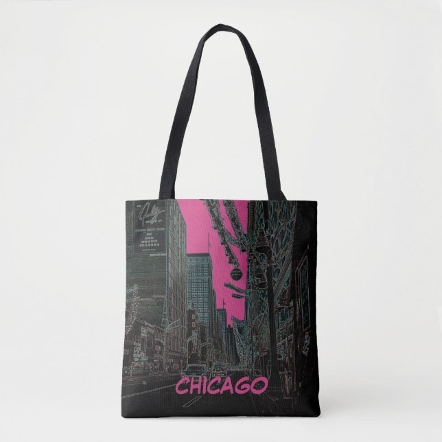 Chicago State Street @ Christmas 1967 Glowing Edge Tote Bag (Front)