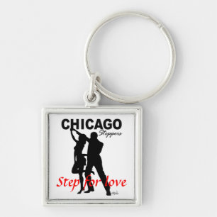 Chicago Steppers - Step For Love black silhouette Key Ring