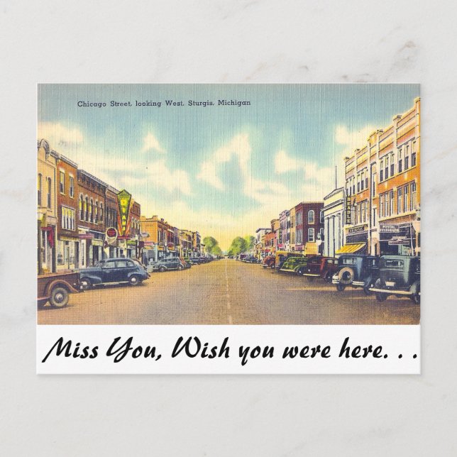 Chicago Street, Sturgis, Michigan Postcard (Front)