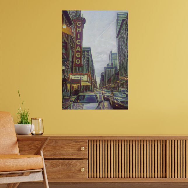 Chicago Streets, The Windy City Retro Art Poster (Living Room 2)