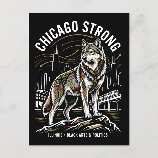 Chicago Strong Grey Wolf Great Migration Heritage  Postcard (Front)