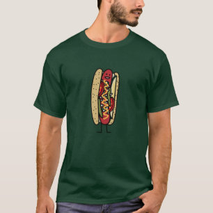 Chicago Style Hot Dog hot red poppy bun mustard T-Shirt