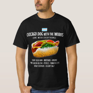 Chicago Style Hot Dog with Everything Relish Musta T-Shirt