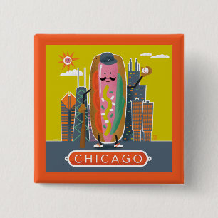 Chicago-Style Hotdog 15 Cm Square Badge