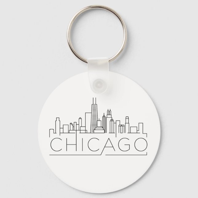Chicago Stylised Skyline Key Ring (Front)