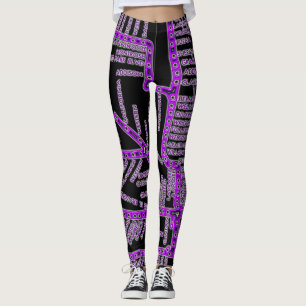 Chicago Subway Map w/ Train stops vintage purple Leggings