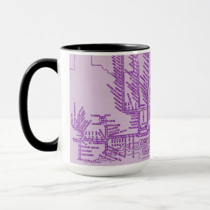 Chicago Subway Map w/ Train stops vintage purple Mug