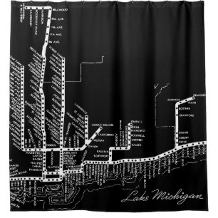 Chicago Subway Map w/ Train stops vintage WHITE Shower Curtain