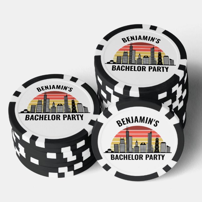 Chicago Sunset Customised Bachelor Party Poker Chips (Stack)