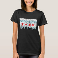 Chicago T Shirt - Vintage Chicago Flag Theme Skyli