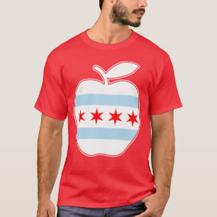 Chicago Teachers Red For Ed Apple Flag T-Shirt