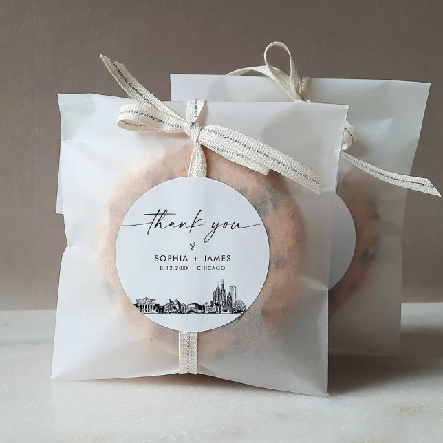 Chicago Thank You Favour 3" (sheet of 6) Classic Round Sticker (Creator Uploaded)