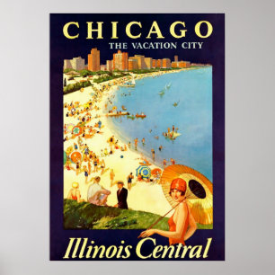 Chicago ~ The Vacation City ~ Vintage Travel Poster