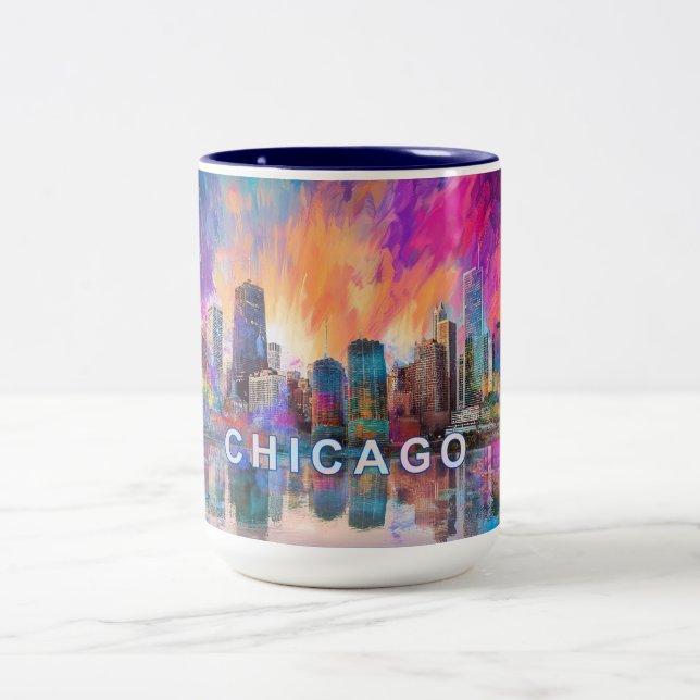Chicago The Windy City  Two-Tone Coffee Mug (Center)