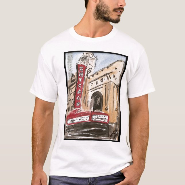 Chicago Theatre T-Shirt Original Art by Mandee (Front)