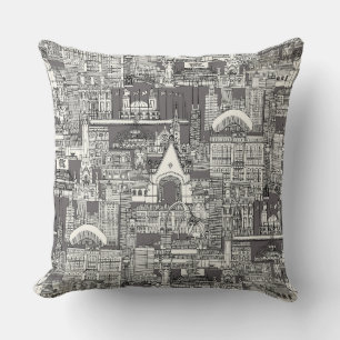 Chicago toile black robust grey cushion