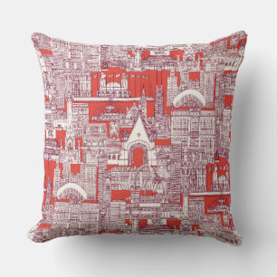 Chicago toile claret lava red cushion