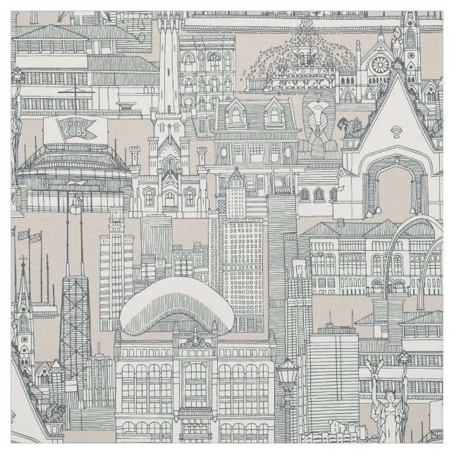 Chicago toile dark grey classic beige fabric (Swatch)