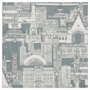 Chicago toile dark grey storm fabric