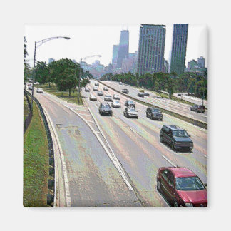Chicago Traffic in Sandstone Magnet