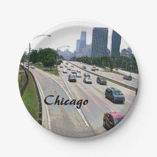 Chicago Traffic in Sandstone Paper Plate