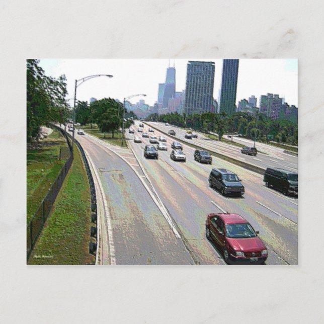 Chicago Traffic in Sandstone Postcard (Front)