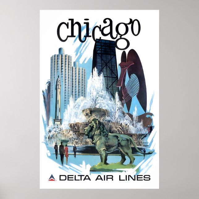 Chicago Travel Poster Illinois Art Delta Print (Front)