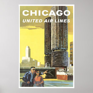Chicago Travel Poster Illinois Print United