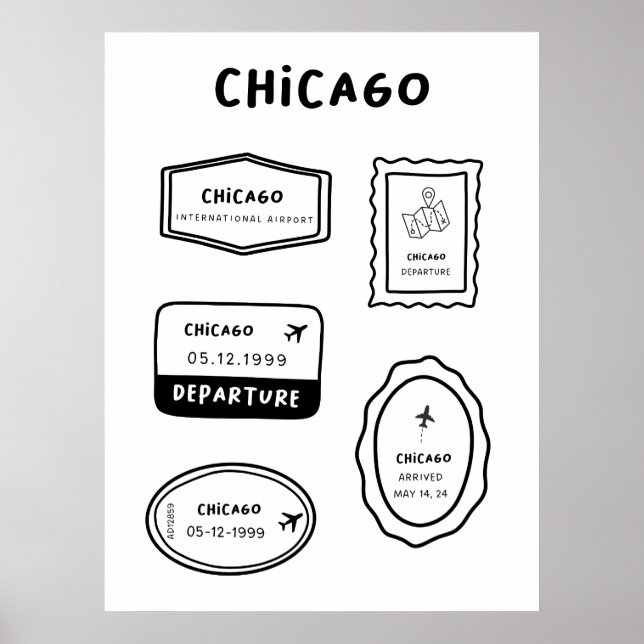 Chicago - Travel Stamp Collection | Minimalist Poster (Front)