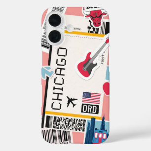 Chicago USA Boarding Pass iPhone 16 Case