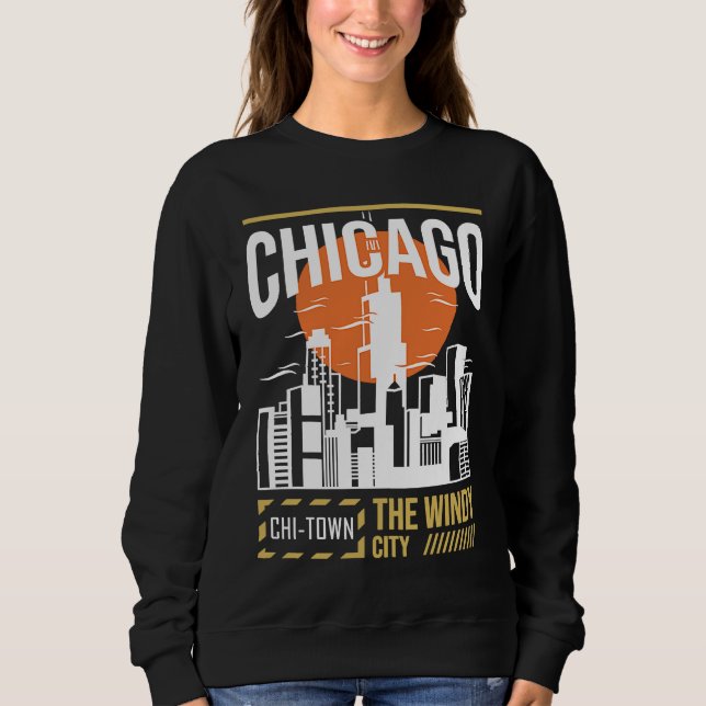 Chicago USA Chicago Skyline I Love Chicago Chi Tow Sweatshirt (Front)