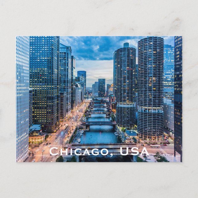 Chicago, USA Vintage Travel Tourism Add Postcard (Front)