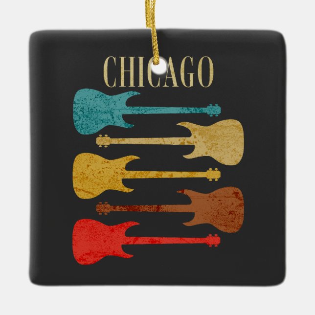 Chicago Vintage Guitars Concert Festival Souvenir Ceramic Ornament (Front)