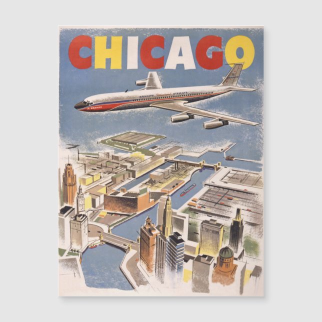 Chicago Vintage Travel Magnetic Card (Front)