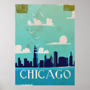 Chicago vintage travel poster