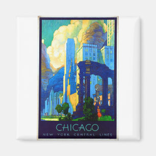 Chicago Vintage Travel Poster Magnet