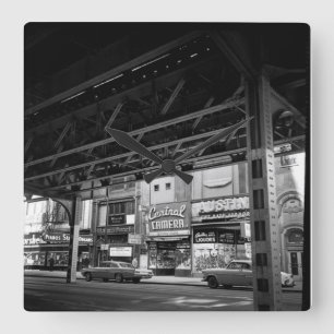 Chicago Wabash Avenue May 1961 Central Camera Cars Square Wall Clock
