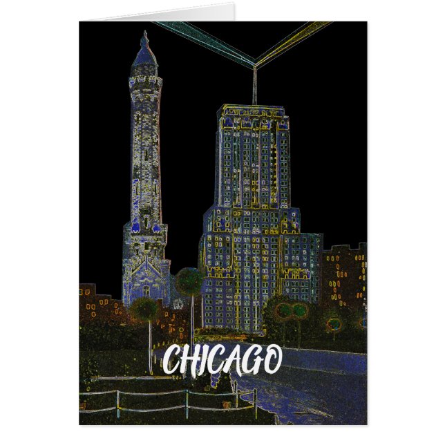 Chicago Water Tower Beautiful Art Vintage Colourfu (Front)
