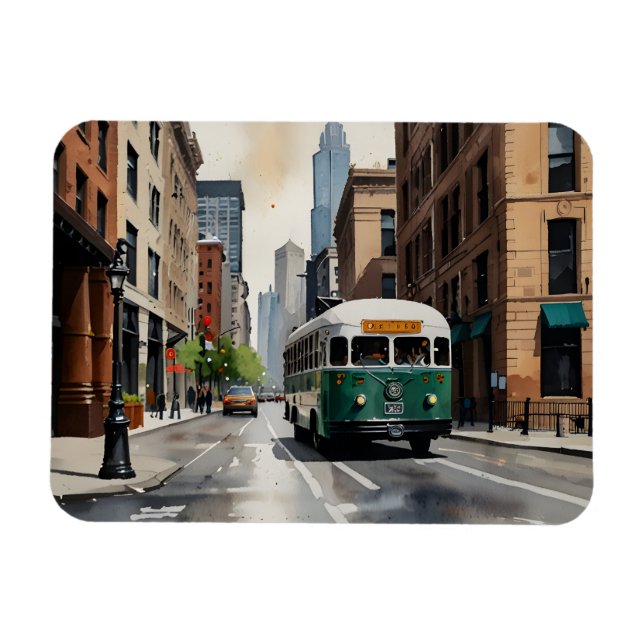 Chicago watercolor art magnet (Horizontal)
