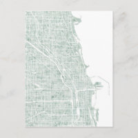 Chicago watercolor map seaglass blue green