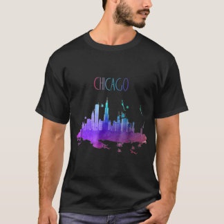 Chicago Watercolor Skyline Beautiful Chicago T-Shirt