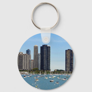 Chicago Waterfront Skyline Photo Key Ring