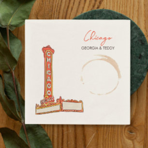 Chicago Wedding cocktail napkin