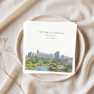 Chicago Wedding Custom Paper Cocktail Napkin